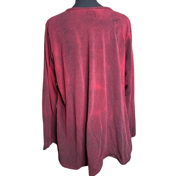 Dress to kill Jane Mohr burnt burgundy twist‎ tunic blouse textured one size - Picture 2 of 6